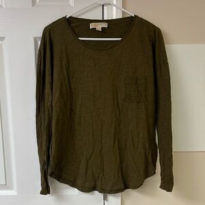 Michael Kors Olive Green Long Sleeve Shirt With Front Pocket